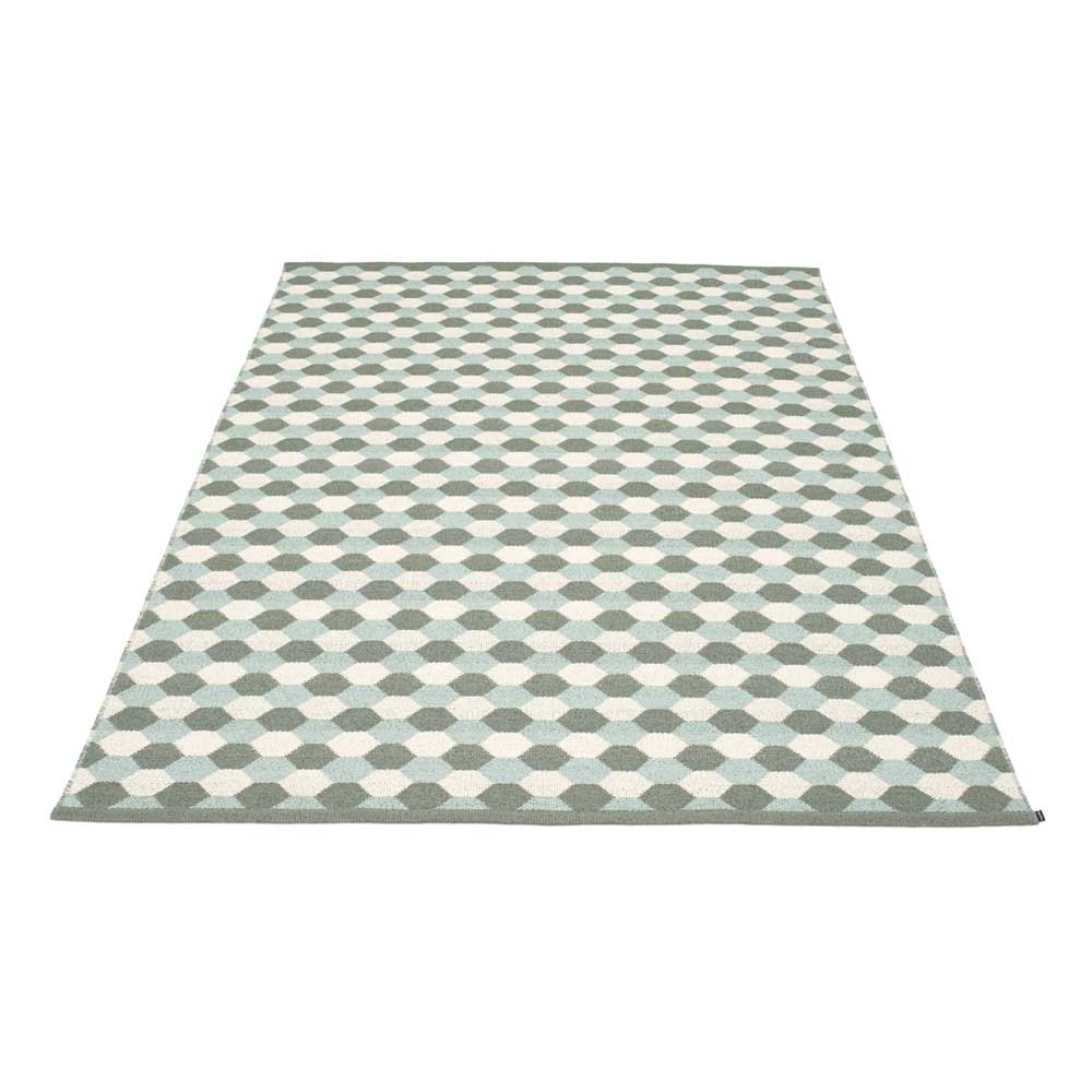 Pappelina Dana Design Washable Durable Floor Rug 180x275cm Army, Pale Turquoise & Vanilla