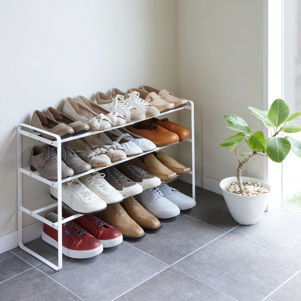 Yamazaki Frame Extendable Shoe Rack 3 Tiers White