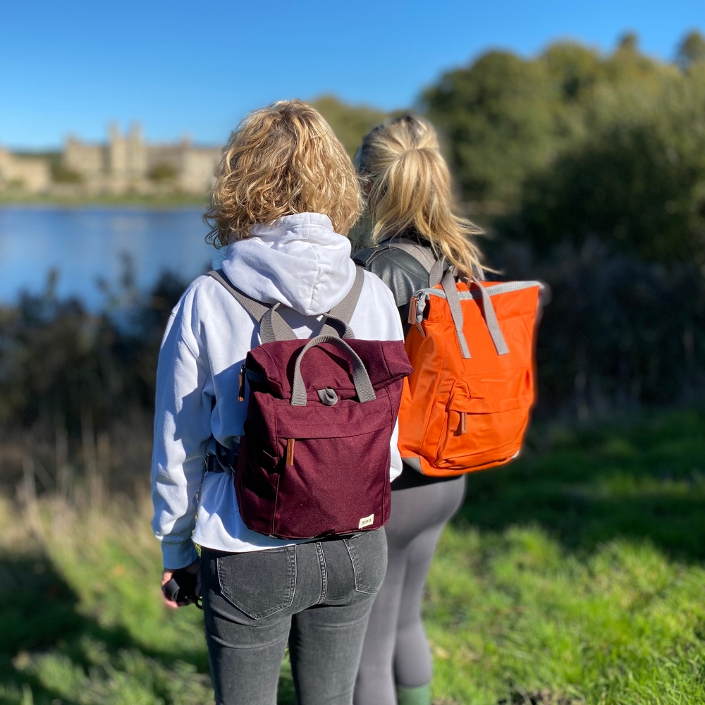 Roka London Bantry B Back Pack Rucksack Small Recycled Repurposed Sustainable Nylon In Plum