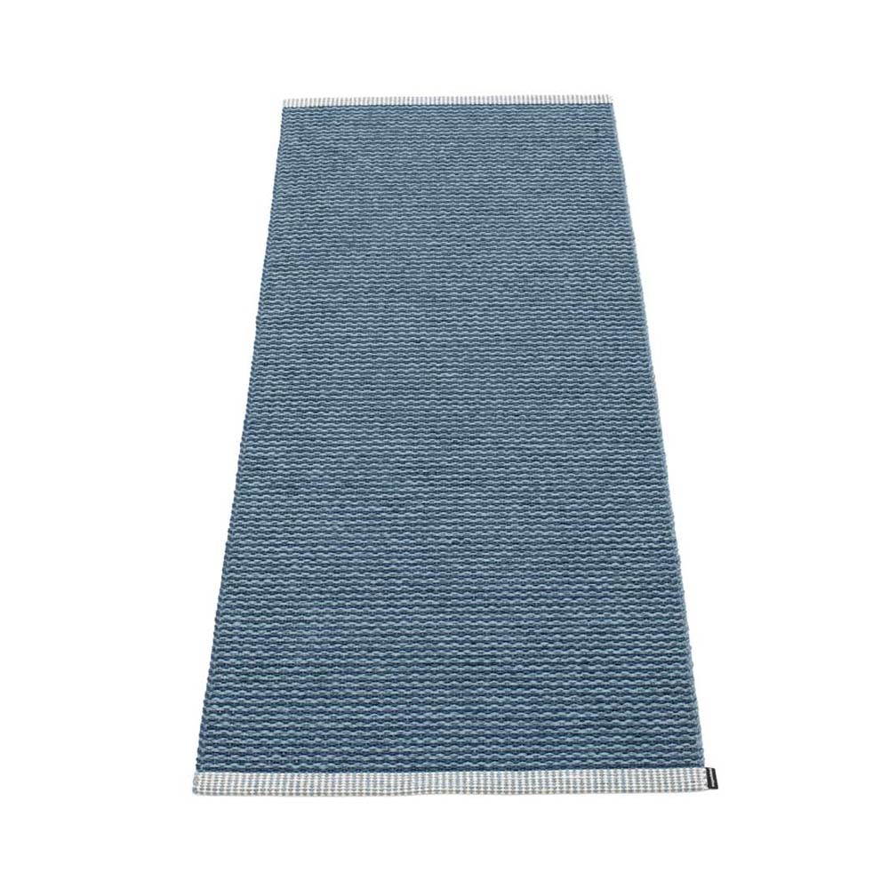 Pappelina Mono Design Washable Durable Floor Or Runner Rug 60x150cm Ocean Blue & Dove Blue