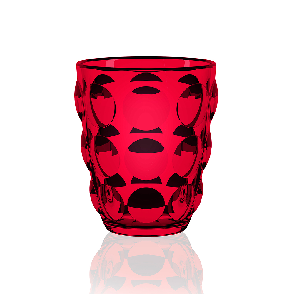 red glass tumblers