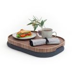 Bosign LapTray CurveLine Design Large Antislip Walnut Wood Top With Salt & Pepper Cushion With Slight Surface Damage - B261344Z