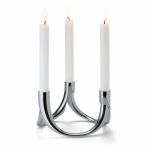 Philippi Candle Holder Bow Design 3 Pieces Set Nickel Mirror Polished Finish With Magnets - PH123126