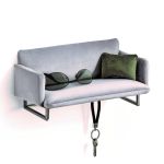 Philippi Couch Mini Wardrobe Velvet Stainless Steel Polished 36cm Length - PH300126