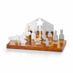 Philippi Bethlehem Crib With Stainless Steel Mirror Polished Figures And Rosewood Base - PH105039