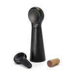 Philippi Wine Set Vino Design Set Of 2pcs Corkscrew And Bottle Stopper In Black  - PH114007