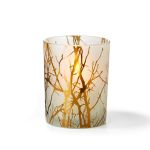 Philippi Votive In Frosted Glass With Gold Decal Small Forest Design - PH141030