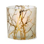 Philippi Votive In Frosted Glass With Gold Decal Large Forest Design - PH141031