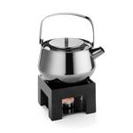 Philippi Teapot With Warmer Yoko Design In Stainless Steel With Black Chrome Mirror Polish Finish - PH202038