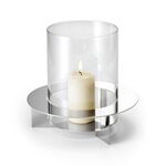 Philippi Votive For Tealight or Pillar Candle Laguna Design In Stainless Steel Mirror Polished Finish - PH240045