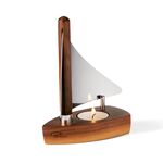 Philippi Tealight Holder Kogge Design With Sail In Walnut Wood And Mirror Polished Stainless Steel - PH353018