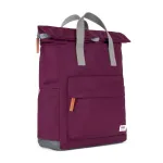 Roka London Canfield B Backpack Rucksack Medium Recycled Repurposed Sustainable Nylon In Royal Burgundy - RKCAB109