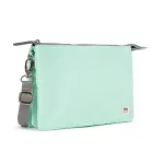 Roka London Carnaby XL Cross Body Shoulder Bag Recycled Repurposed Sustainable Canvas In Mint - RKCAXL040