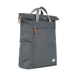 Roka London Finchley A Backpack Rucksack Large Recycled Repurposed Sustainable Canvas In Faded Black - RKFIA028