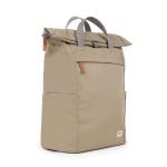 Roka London Finchley A Backpack Rucksack Large Recycled Repurposed Sustainable Canvas In Taupe - RKFIA031