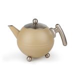 Bredemeijer Teapot Double Wall Bella Ronde Design 1.2L in Taupe With Chrome Fittings - BR101020