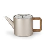 Bredemeijer Teapot Double Wall Duet Design Narvik 1.1L Champagne With Wood Look Handle - BR111056