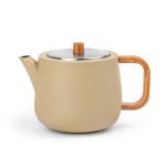 Bredemeijer Teapot Double Wall Duet Facet Design 1.1L in Camel With Wood Look Fittings - BR111081