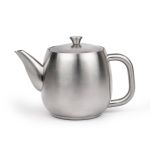 Bredemeijer Teapot Double Wall Vera Design 900ml In Matt Steel With Stainless Steel Filter - BR111100