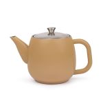 Bredemeijer Teapot Double Wall Vera Design 900ml In Latte Brown With Stainless Steel Filter - BR111102