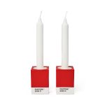 Pantone Candle & Tea Light Holder Set of 2 In Handmade Fine China Red 2035C - PT101722035