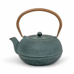 Bredemeijer Teapot Cast Iron Sichuan Design 1.0L Blue With Golden Handle & Stainless Steel Filter With Damaged Box - BR153081Z1