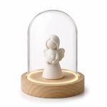 Ideas4Seasons Dome Bell Jar With LED Lit Wooden Base Diameter 12cm Ht13.5cm - ID29492