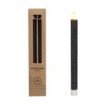 Ideas4Seasons LED Honeycomb Candle Set of 2 Diameter 2.2cm Ht 25cm Black With Timer - ID32688