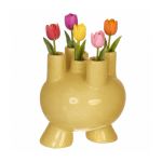 Ideas4Seasons Tulip Vase In Stoneware Strollz Design Mustard - ID35091
