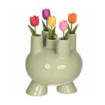 Ideas4Seasons Tulip Vase In Stoneware Strollz Design Soft Green - ID35092