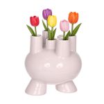 Ideas4Seasons Tulip Vase In Stoneware Strollz Design Soft Pink - ID35093