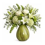 Ideas4Seasons Vase In Ceramic Lily Twist Design Green Small - ID37157