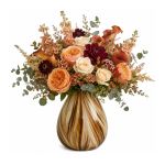 Ideas4Seasons Vase In Ceramic Lily Twist Design Brown Small - ID37158