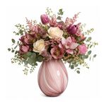 Ideas4Seasons Vase In Ceramic Lily Twist Design Pink Large - ID37166