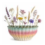 Ideas4Seasons Vase Bowl For Flowers In Ceramic Rainbow Design In Large Size - ID37302