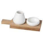 Rader Condiment Oil & Salt Set In Porcelain On Wooden Board - RA13285
