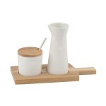 Rader Milk And Sugar Servers In Porcelain On Acacia Board Little Friends Range - RA14271