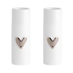 Rader Vases Mini Size Set of 2pcs In Porcelain With Silver Heart Decal - RA14277