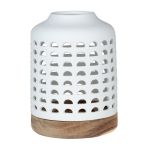 Rader Lantern In Porcelain With Acacia Wood Base Large Size - RA16795