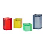 Remember Set Of 4 Weighty Translucent Glass Block Candle Tea Light Holders Vela Design With Slight Surface Marks - REKH50Z1