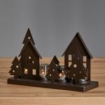 Philippi Tealight Pueblo Design With 4 Holders, 5 Trees & 2 Houses - PH119009
