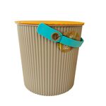 Hachiman Omnioutil Storage Bucket & Lid Beige Body, Mint Handle, Yellow Lid Medium Size - HC230618ZZA