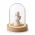 Ideas4Seasons Dome Bell Jar With LED Lit Wooden Base Diameter 12cm Ht13.5cm - ID29492
