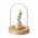 Ideas4Seasons Dome Bell Jar With LED Lit Wooden Base Diameter 12cm Ht13.5cm - ID29493