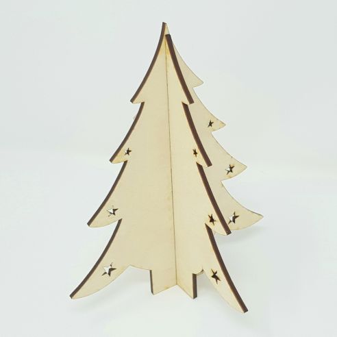 SP Design Christmas Table Decoration Slotted Tree Large in Natural Plywood - SDTD001L