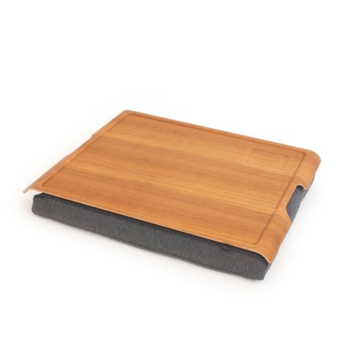 Bosign LapTray Large Antislip Teak Wood Tray with Salt & Pepper Cushion With Slight Surface Damage - B261304ZZ