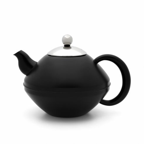 Bredemeijer Teapot Double Wall Minuet Ceylon Design 1.4L in Black With Silver Lid - BR121001
