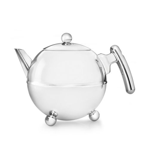 Bredemeijer Teapot Double Wall Bella Ronde Design 1.2L in Polished Steel Finish With Chrome Fittings - BR1304CH