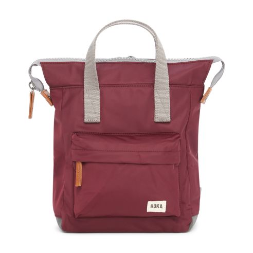 Roka London Bantry B Backpack Rucksack Small Recycled Repurposed Sustainable Nylon In Plum - RKBAB014