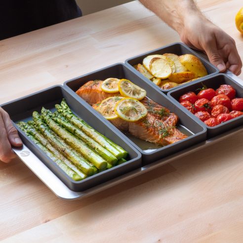 Prepd Cheat Sheets Individual Cooking Tray Inserts in Silicone Set Of 4 Comprising 2 Large & 2 Small Sizes - AUPPCS01